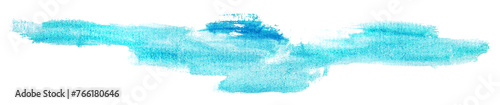 Pale blue watercolor stain isolated on white or transparent background. Hand-drawn abstract texture of shapeless grunge brush strokes