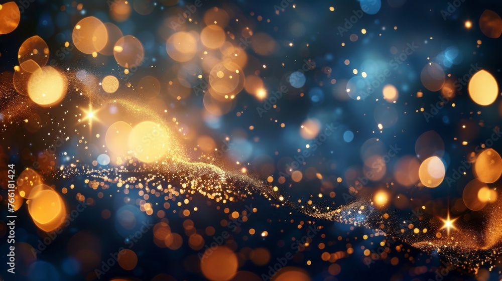 abstract background with Dark blue and gold particle. Christmas Golden light shine particles bokeh on navy blue background. Gold foil texture. abstract background with Dark blue and gold particle. Christmas Golden light shine particles bokeh on navy blue background. Gold foil texture.