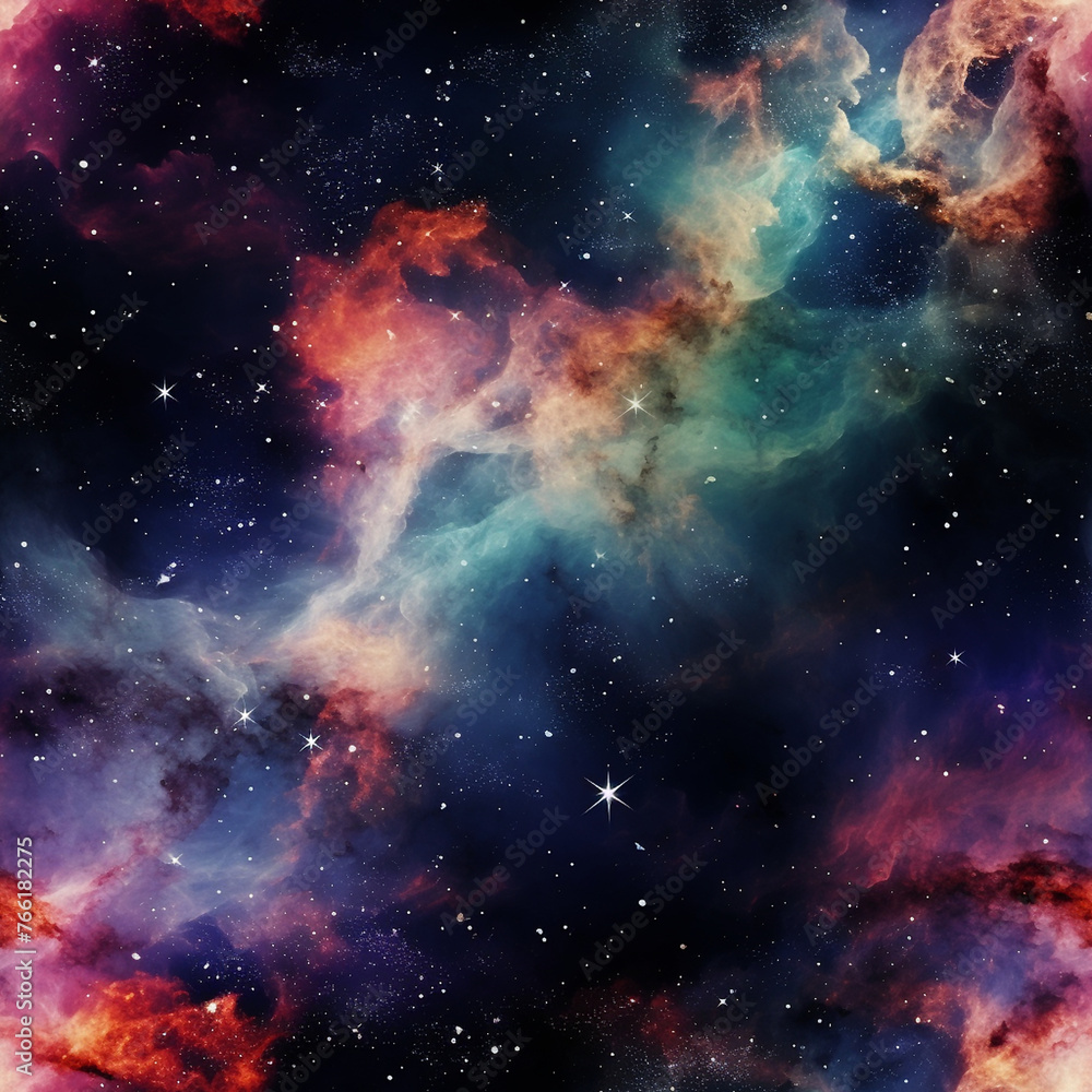 Cosmic Nebula Space Texture, Vibrant Astral Digital Art