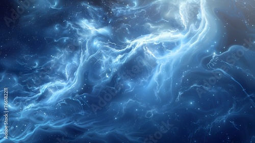 Ethereal Stratospheric Vortex - Swirling Cosmic Energies in a Glowing,Fluid Digital Landscape