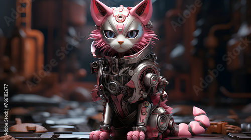 figure of a standing robot cat