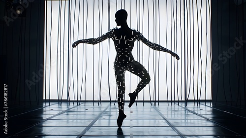Dramatic Silhouette of Motion-Captured Dancer in Graceful CGI Animation