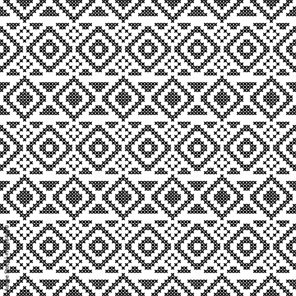 Seamless vector pattern. Abstract geometric black and white background.