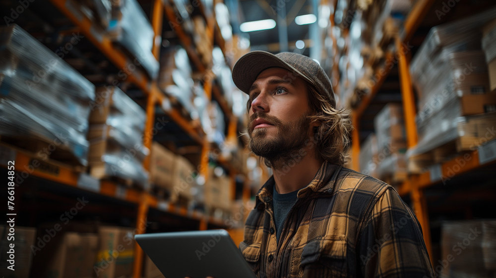 Warehouse worker with a tablet Warehouse worker with a tablet