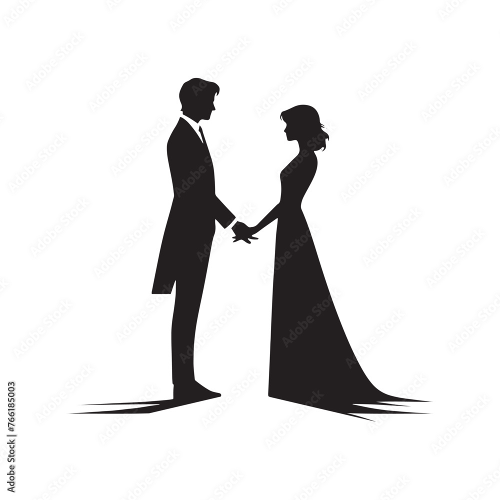 Silhouette of Couple Holding Hands: Symbolizing Love, Connection, and Togetherness in Vector Form- romantic couple vector stock.