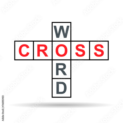 Crossword concept shadow icon, cross word graphic symbol, web flat vector illustration