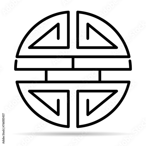 Traditional shou shadow icon, spiritual isolated shu flat symbol, asian vector illustration