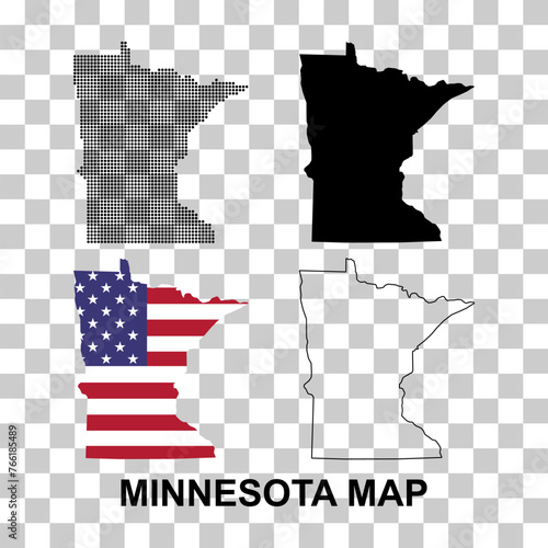 Set of Minnesota map, united states of america. Flat concept symbol vector illustration
