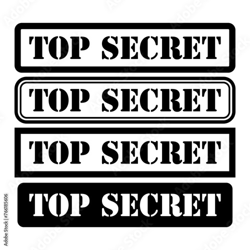 Set of Top secret stamp symbol, label sticker sign button, text banner vector illustration