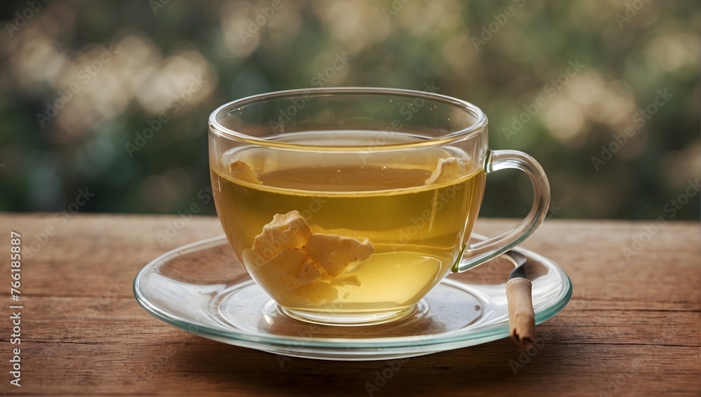 A glass cup of ginger tea Generative AI A glass cup of ginger tea Generative AI