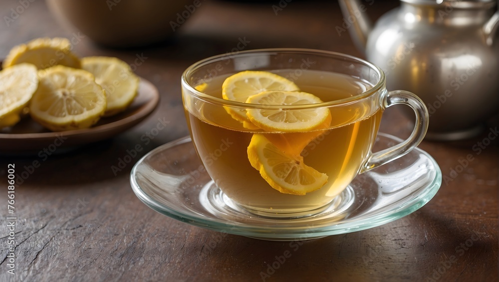 A glass cup of ginger tea Generative AI A glass cup of ginger tea Generative AI