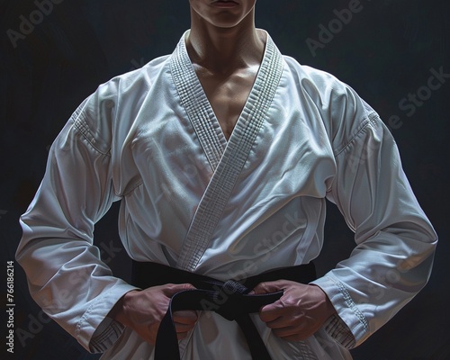 A martial artist earning a black belt, the culmination of years of dedication,