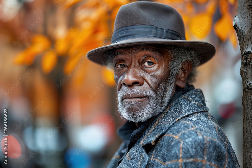 Older Man Wearing Hat and Coat