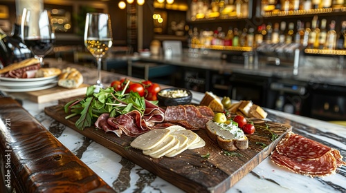 Elegant wine bar ambiance serving up traditional boards with modern accouterments
