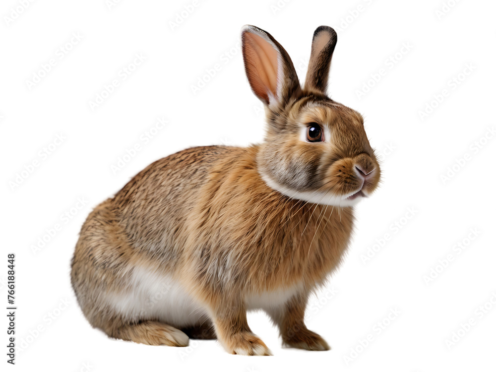 Obraz premium Cute rabbit sitting on a transparent background