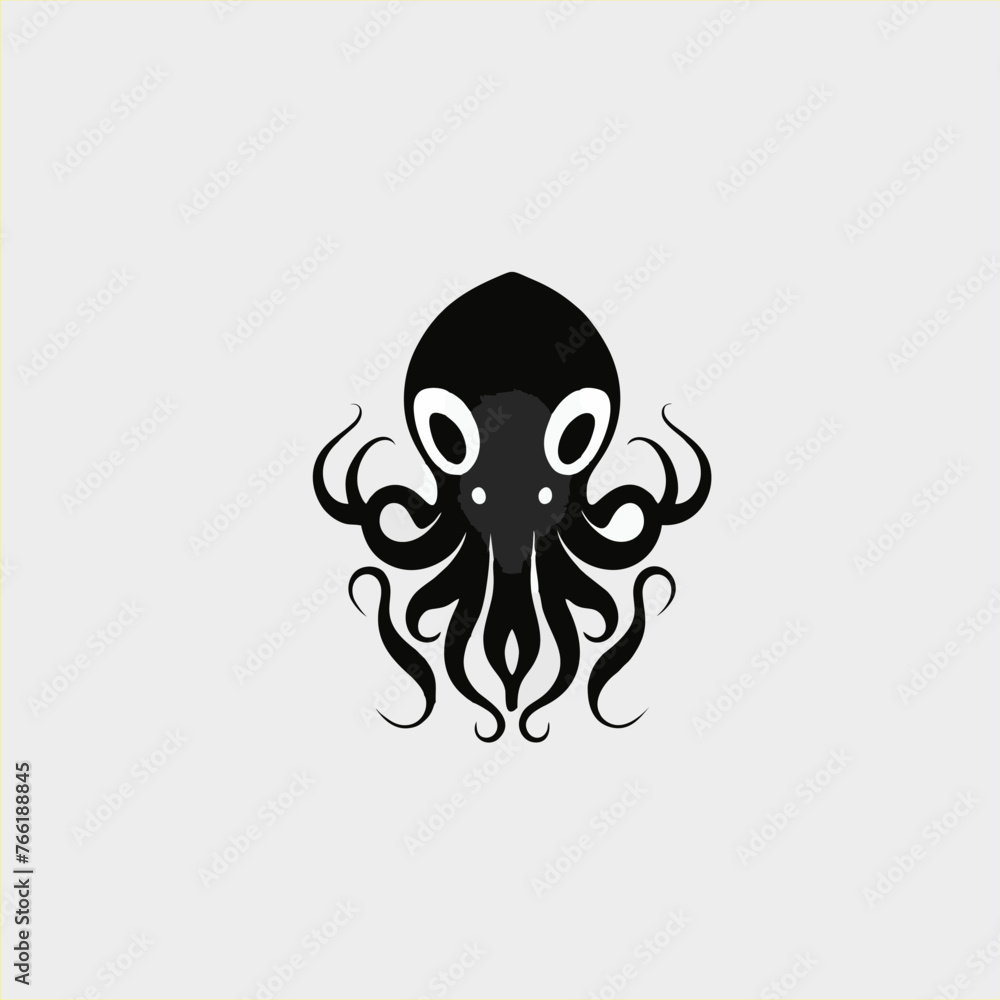 Octopus head outline, logo or icon vector design in minimalist style. Octopus head outline, logo or icon vector design in minimalist style.