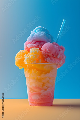 Colorful ice creamon color background. Summer and Sweet menu concept photo