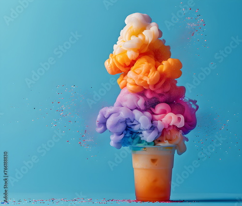 Colorful ice creamon color background. Summer and Sweet menu concept photo