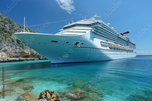 cruise ship above luxury cruise in the ocean sea, concept smart tourism travel on holiday, vacation time on summer