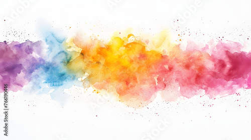 colorful watercolor abstract shapes on a white background with copy space
