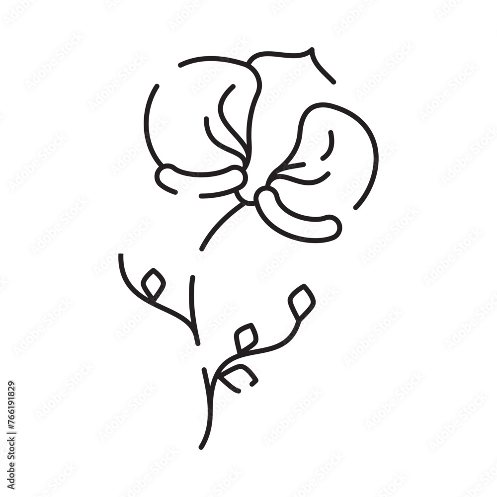 Spring flowers line icon. Forest fern eucalyptus art foliage natural leaves herbs. Decorative beauty elegant illustration for design hand drawn flower Spring flowers line icon. Forest fern eucalyptus art foliage natural leaves herbs. Decorative beauty elegant illustration for design hand drawn flower