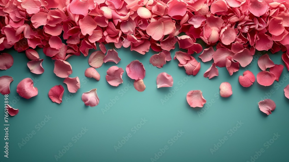 a bunch of pink petals on a blue background with a green back ground and a blue back ground with a green back ground. a bunch of pink petals on a blue background with a green back ground and a blue back ground with a green back ground.