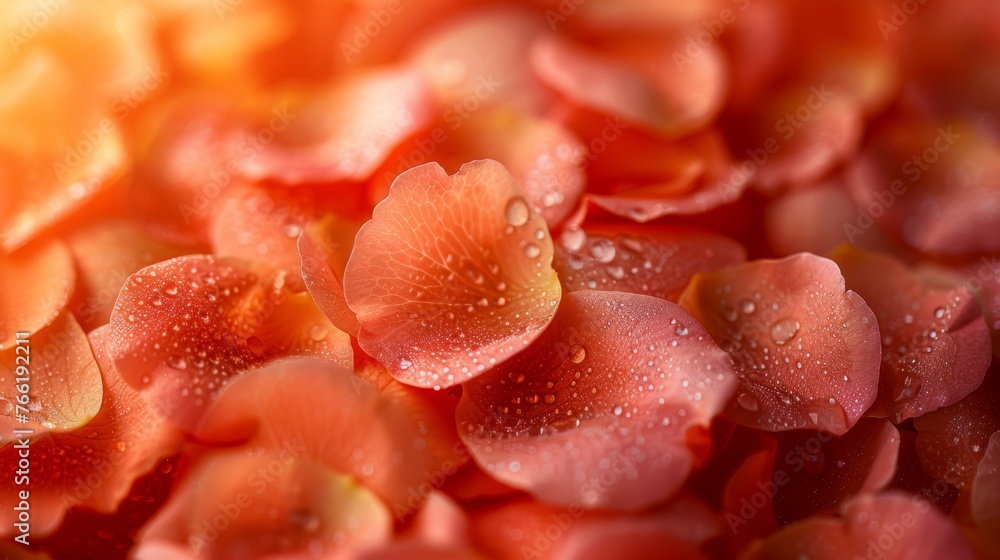 a close up of a bunch of flowers with drops of water on the petals and the petals on the petals. a close up of a bunch of flowers with drops of water on the petals and the petals on the petals.
