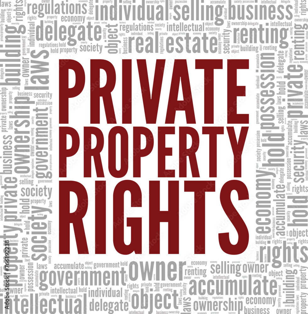Private Property Rights word cloud conceptual design isolated on white background. Private Property Rights word cloud conceptual design isolated on white background.