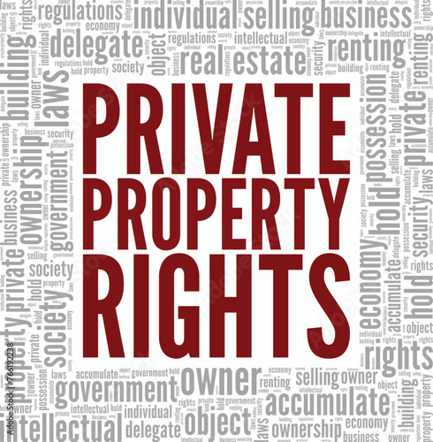 Private Property Rights word cloud conceptual design isolated on white background.