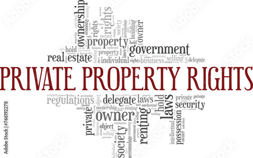 Private Property Rights word cloud conceptual design isolated on white background.