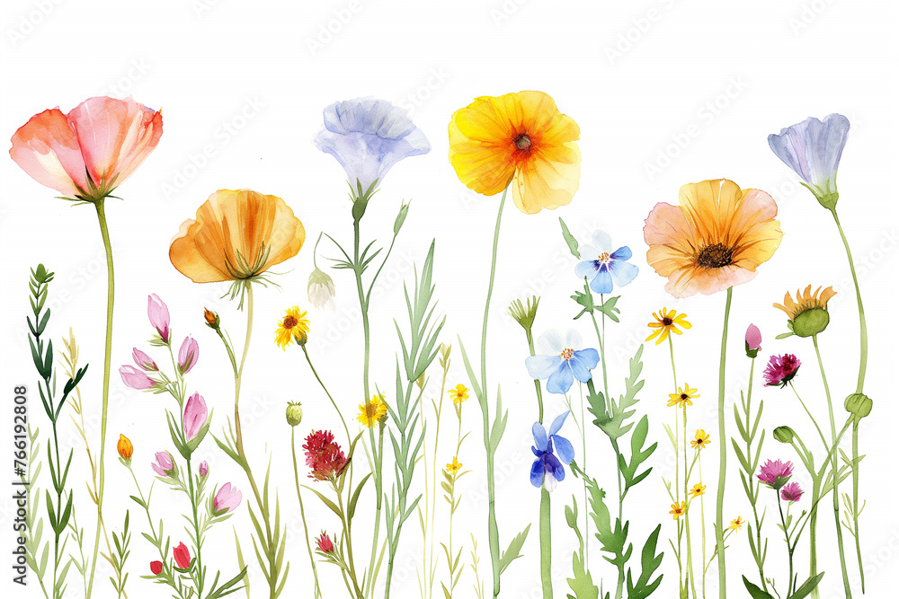 Fototapeta premium Art watercolor bouquet painted watercolor flowers elegant illustrations Watercolor flower bouquets are perfect for weddings. For prints, covers, wallpapers, minimal and natural wall art illustrations.