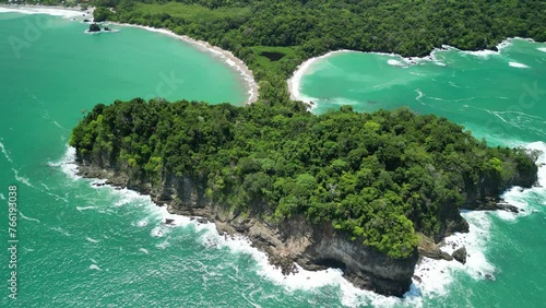 Aerial view of Cathedral Point, Manuel Antonio Beach and Espadilla South Beach in Quepos, Costa Rica photo