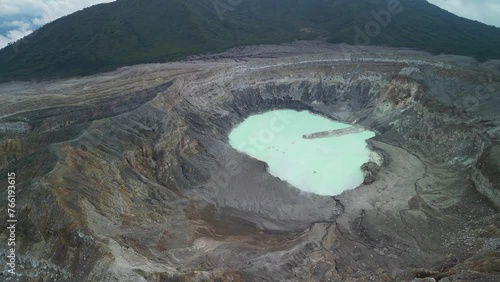 Drone shot of Poas Volcano located within Poas Volcano National Park in centeral Costa Rica photo