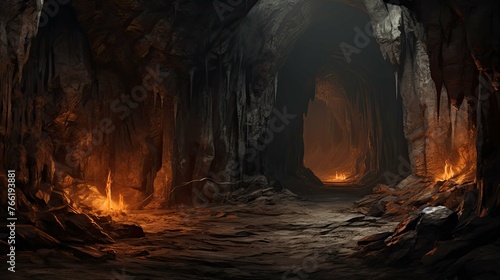 Cave in the cave. AI generated art illustration.