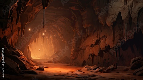 Cave in the cave. AI generated art illustration.