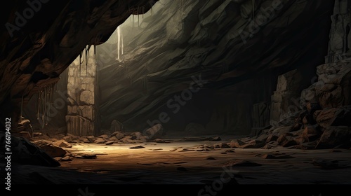 Cave in the cave. AI generated art illustration.