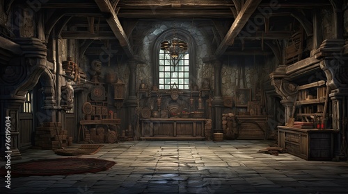 Interior of the church of the holy sepulchre. AI generated art illustration.