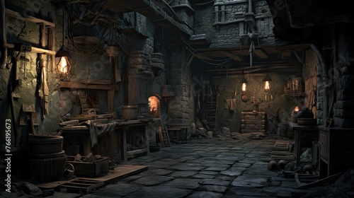 Interior of the church of the holy sepulchre. AI generated art illustration.