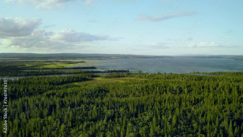 flying forward against a big lake in Sweeden flying forward against a big lake in Sweeden
