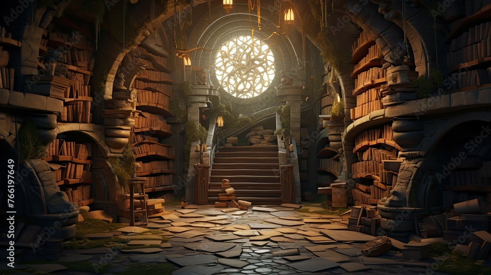 Obraz premium Old cellar. AI generated art illustration.