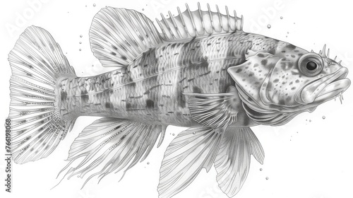  a black and white drawing of a fish with a long tail and a black and white line drawing of a fish with a black and white line drawing of a fish.