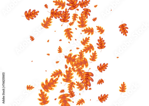 Yellow Leaves Background White Vector. Plant Banner Texture. Green Leaf. Floral Illustration. Red Oak Material.