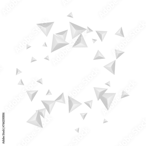 Grizzly Crystal Background White Vector. Triangle Light Card. Gray Clean Illustration. Fractal Modern. Silver Polygon Tile.