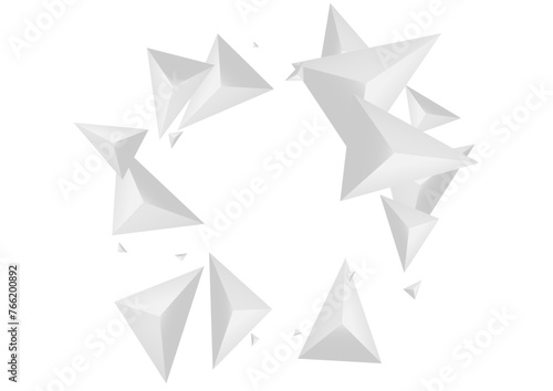 Fototapeta Naklejka Na Ścianę i Meble -  Greyscale Triangle Background White Vector. Crystal Gradient Texture. Grizzly Geometric Backdrop. Shard Render. Hoar Polygon Illustration.