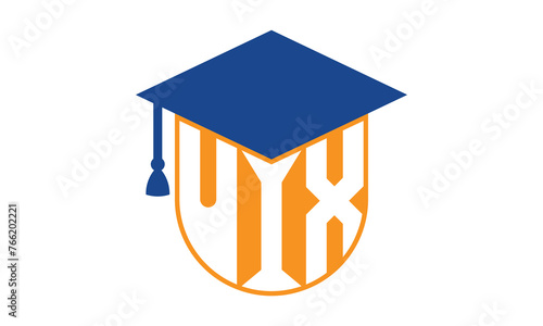 UIX initial letter academic logo design vector template. school college logo, university logo, graduation cap logo, institute logo, educational logo, library logo, teaching logo, book shop, varsity	
 photo