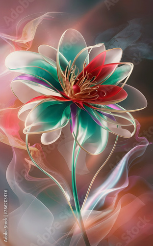 Beautiful flowers and branches with smoke  generative ai
