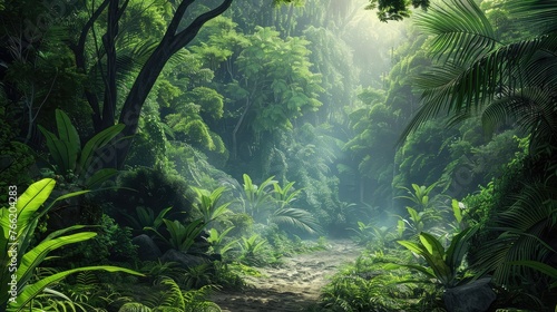 Beautiful wallpaper background of a jungle landscape. © Manzoor