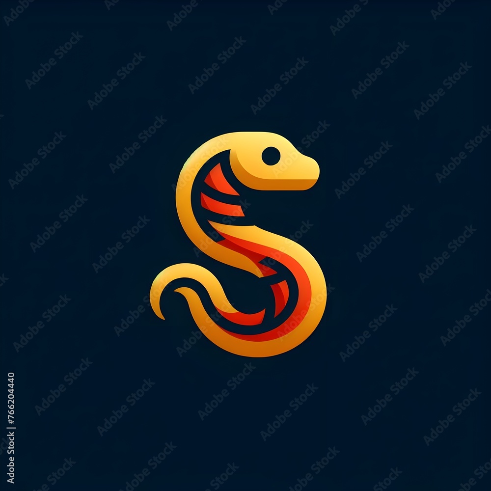 Fototapeta premium Serpentine Minimalism: Sleek Snake Logo Design - Hand Edited Generative AI