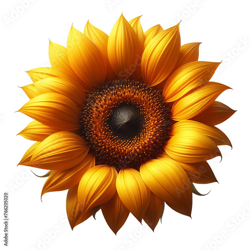 Fototapeta Naklejka Na Ścianę i Meble -  Close Up Sunflower isolated on transparent background. Front view. Flower