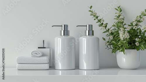 Blank soap dispensers displayed against a clean white background